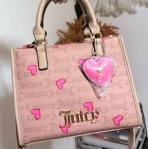 Juicy Couture Beige and Pink Heart Satchel